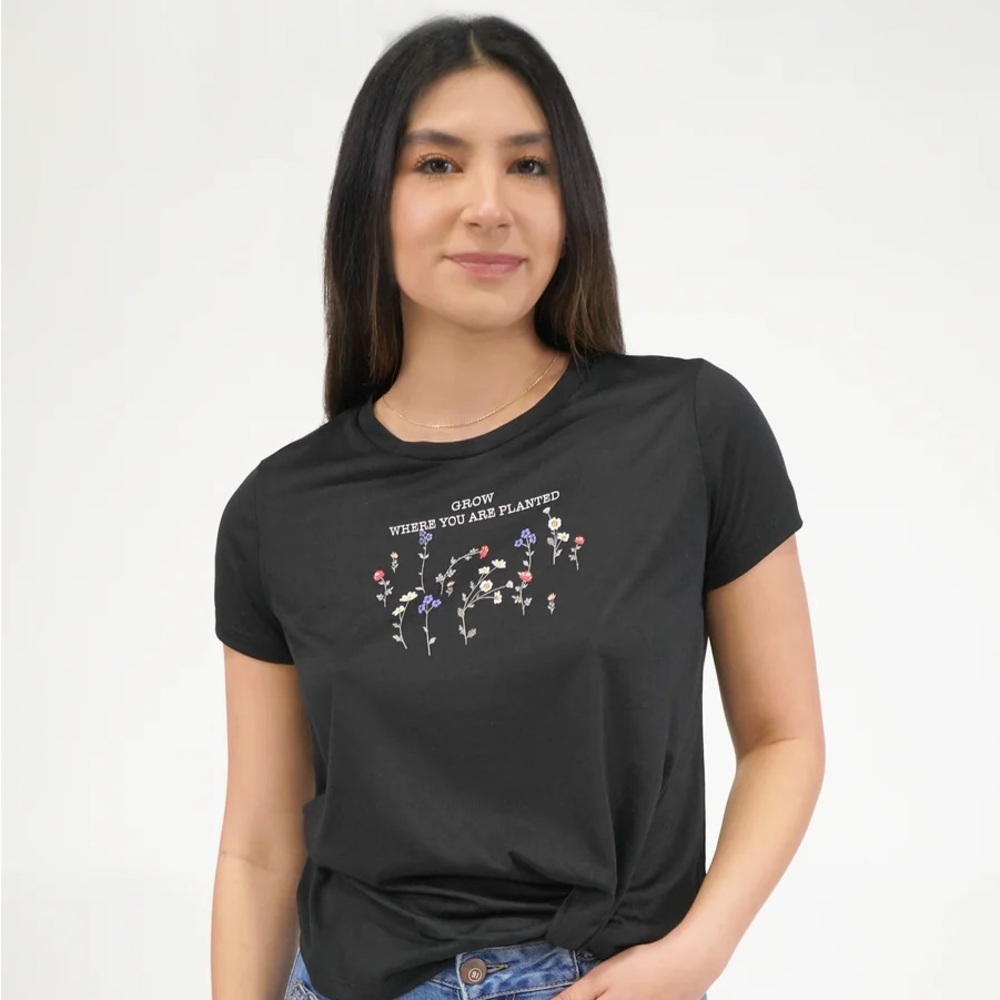 Black Knotted Graphic Women's Top